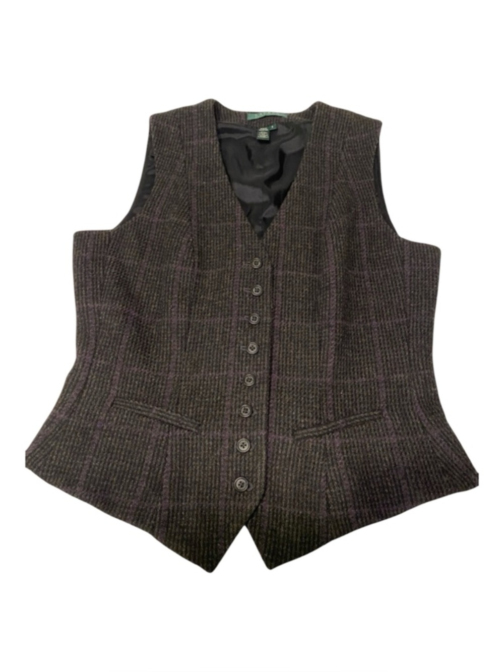 Vintage 90s Lauren Ralph Lauren Wool Plaid Vest Sz 8 - GREAT CONDITION!